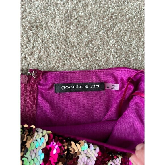 Good‎ time USA Tube Top Strapless Sequence Shimmer Pink Club Dance S Barbiecore - Picture 5 of 8